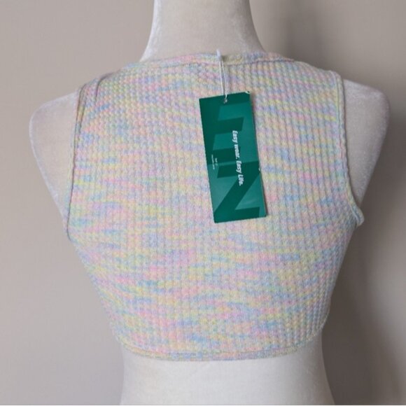 NWT Rainbow Prism Pastel Multicolor Crop Top - Picture 2 of 2
